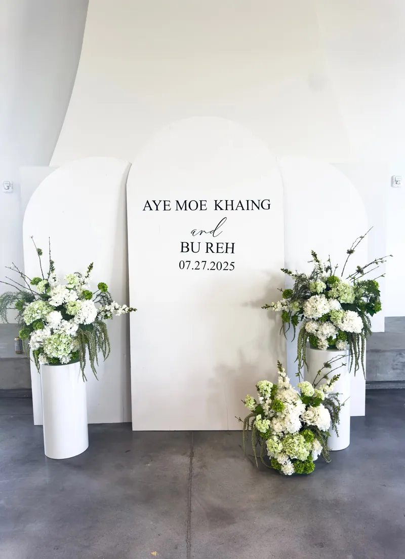 Hydrangea Garden Pillar Florals (Set of 3 with 2 Stands)